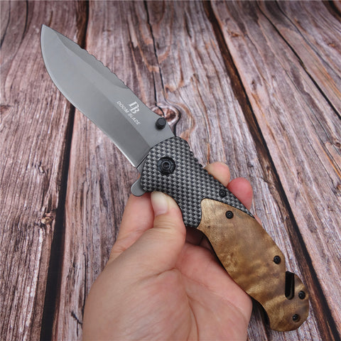 Gray Steel Folding Tactical Knife